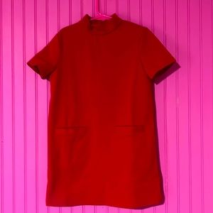 Girls red shift dress with pockets brand new